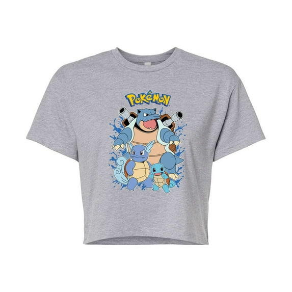 Pokémon - Squirtles Evolution - Juniors Cropped Cotton Blend T-Shirt