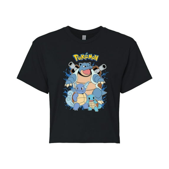 Pokémon - Squirtles Evolution - Juniors Cropped Cotton Blend T-Shirt