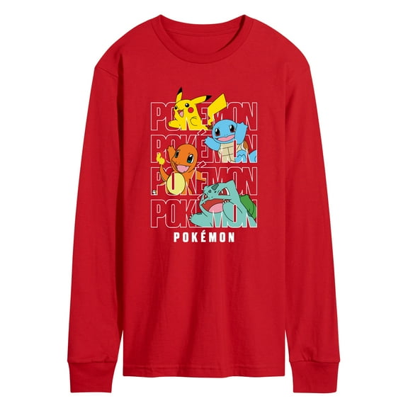 Pokémon - Stacked Logo Pikachu And Friends - Men's Long Sleeve Graphic T- Shirt