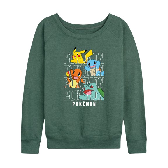 Pokémon - Stacked Logo Pikachu And Friends - Women's French Terry Long Sleeve Shirt