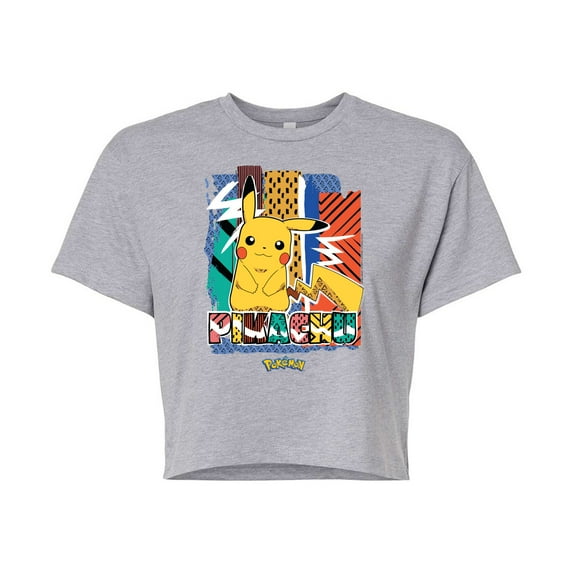 Pokémon - Summer Pattern - Juniors Cropped Cotton Blend T-Shirt