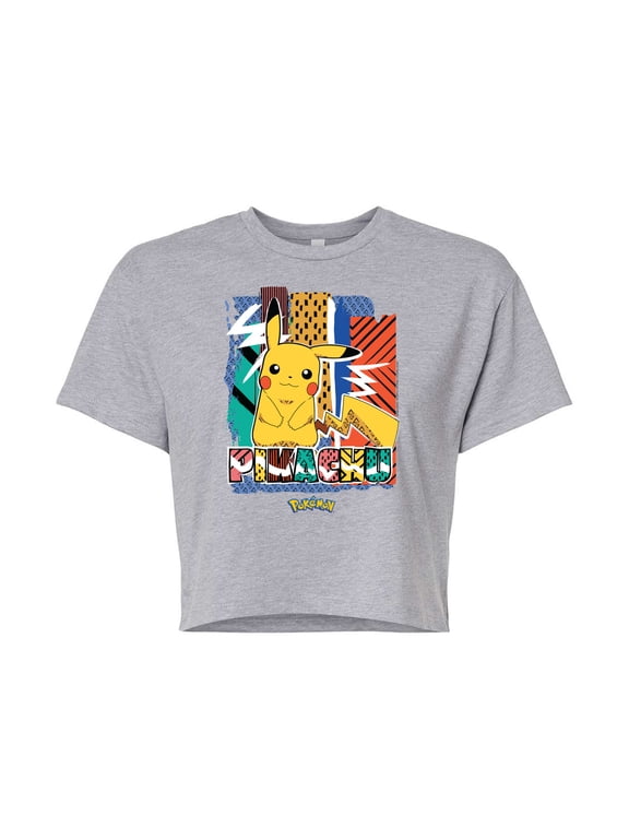 - Summer Pattern - Juniors Cropped Cotton Blend T-Shirt