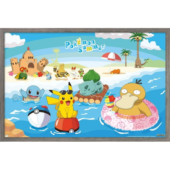 Pokemon - Summer Wall Poster, 22.375" x 34" Framed