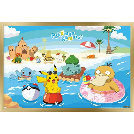 Pokemon - Summer Wall Poster, 22.375" x 34" Framed