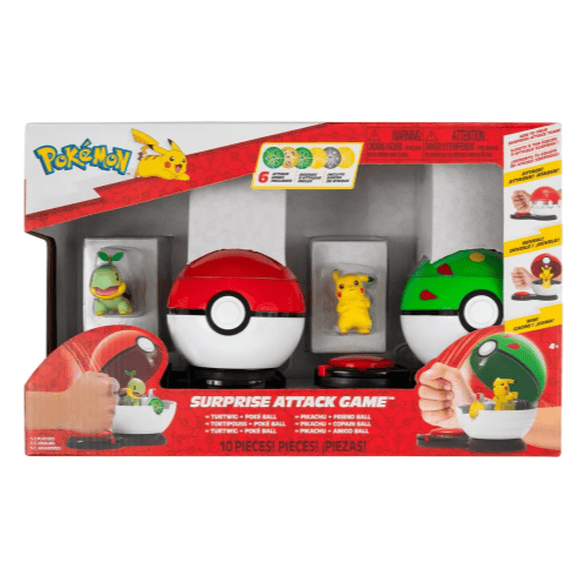 Pokmon Surprise Attack Game Pikachu & Turtwig 10-Piece Battle Set with Pok Ball & Friend Ball