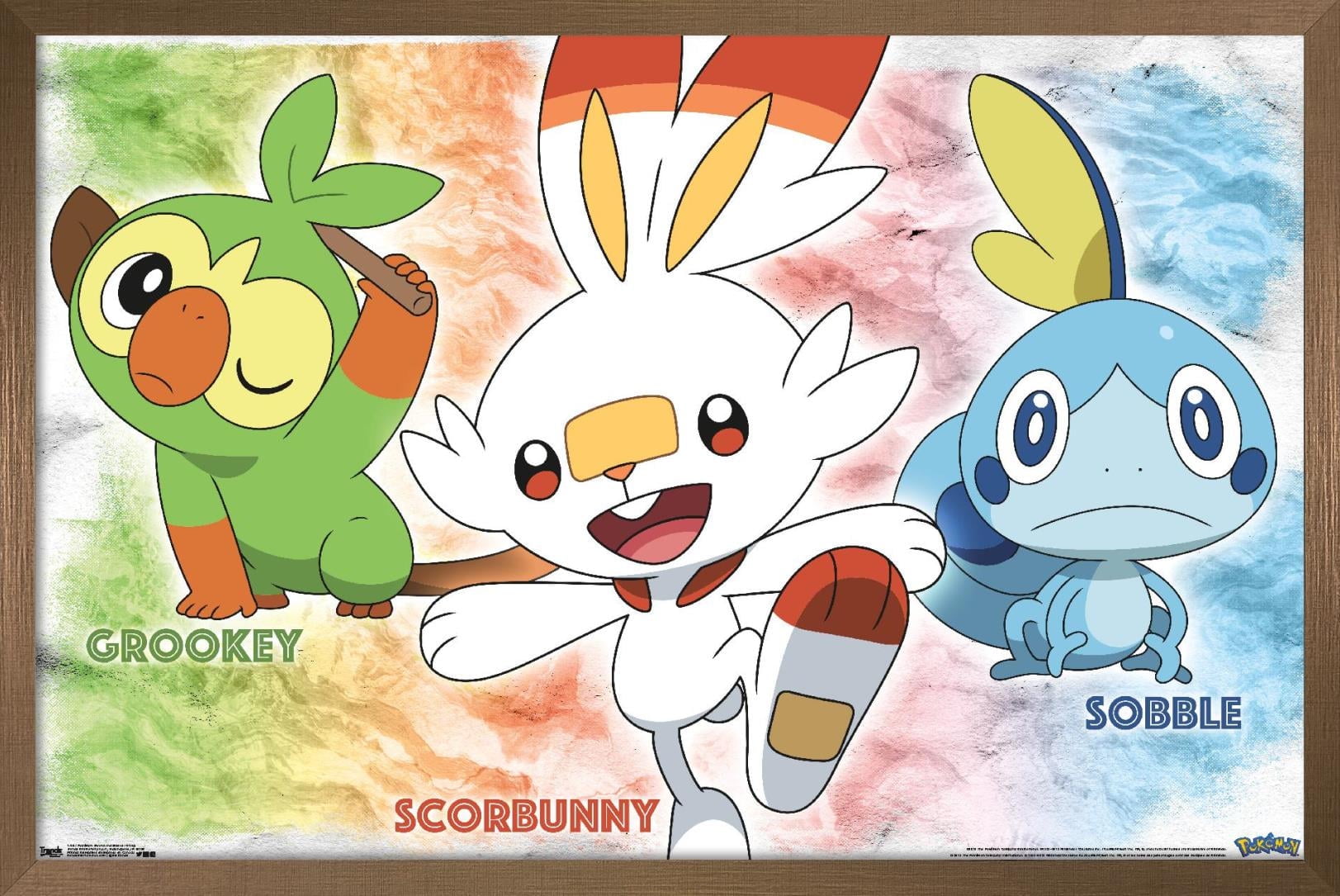 Pokemon: Sword and Shield - Group Wall Poster, 14.725" x 22.375", Framed