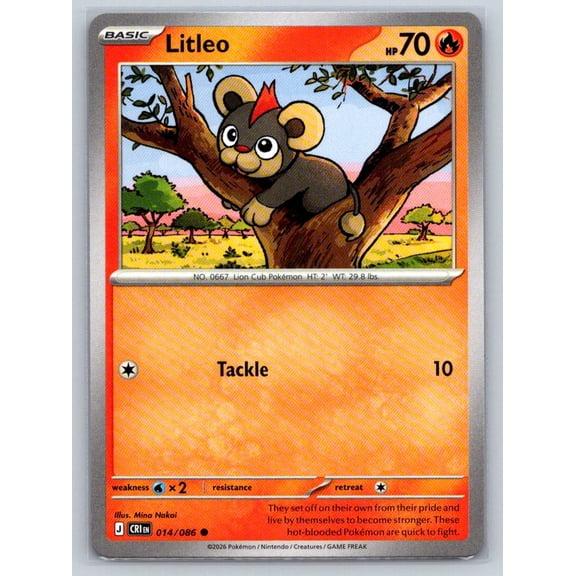 Pokmon TCG Litleo ME04 Chaos Rising #014/086 Common Trading Card
