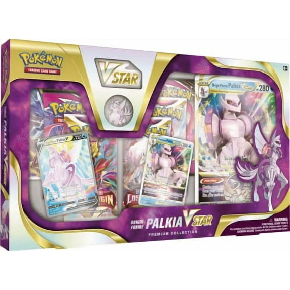 Pokemon TCG: Origin Forme Palkia VSTAR Premium Collection (2 Engraved Cards, 1 Oversized Card and 5 Boosters)