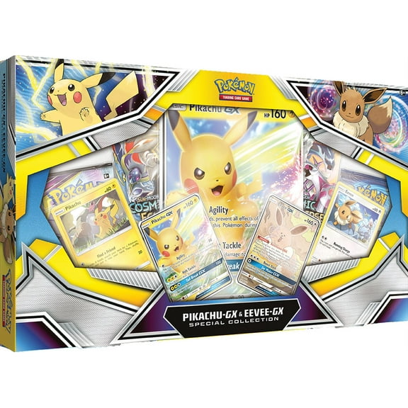 Pokmon TCG: Pikachu-GX & Eevee-GX Special Collection- 1 foil promo card featuring Pikachu-GX & Pikachu | 1 full-art foil promo card featuring Eevee-GX