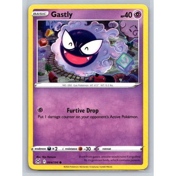 Pokmon TCG SWSH11 Lost Origin Gastly Common Trading Card 064/196 English 2022