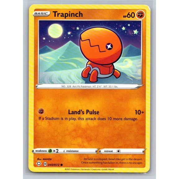 Pokmon TCG Shining Fates Trapinch Common 040/072 Trading Card 2021 English Near Mint