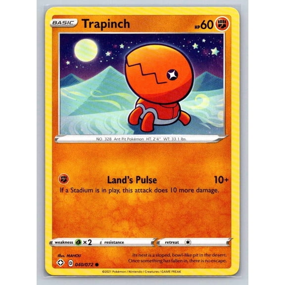 Pokmon TCG Shining Fates Trapinch Common Trading Card 040/072 2021 English