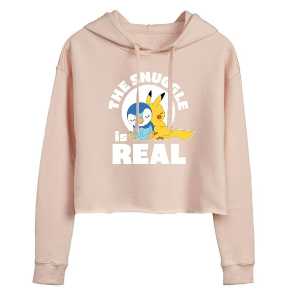 Pokémon - The Snuggle Is Real Pikachu And Piplup - Juniors Cropped Pullover Hoodie