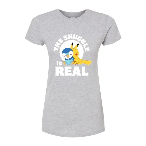 Pokémon - The Snuggle Is Real Pikachu And Piplup - Juniors Fitted Graphic T-Shirt