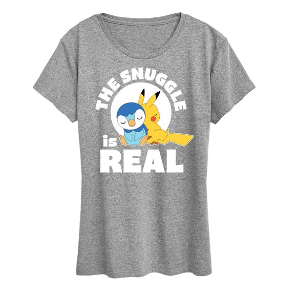 Pokémon - The Snuggle Is Real Pikachu And Piplup - Women's Short Sleeve Graphic T-Shirt