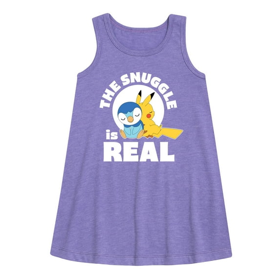 Pokémon - The Snuggle Is Real Pikachu And Piplup - Youth Girls A-line Dress