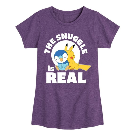 Pokémon - The Snuggle Is Real Pikachu And Piplup - Youth Girls Short Sleeve Graphic T-Shirt