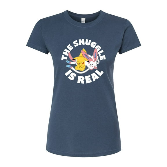 Pokémon - The Snuggle Is Real Pikachu And Sylveon - Juniors Fitted Graphic T-Shirt