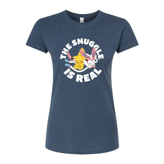 Pokémon - The Snuggle Is Real Pikachu And Sylveon - Juniors Fitted Graphic T-Shirt