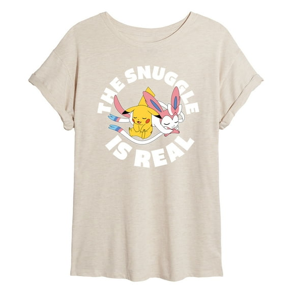 Pokémon - The Snuggle Is Real Pikachu And Sylveon - Juniors Ideal Flowy Muscle T-Shirt