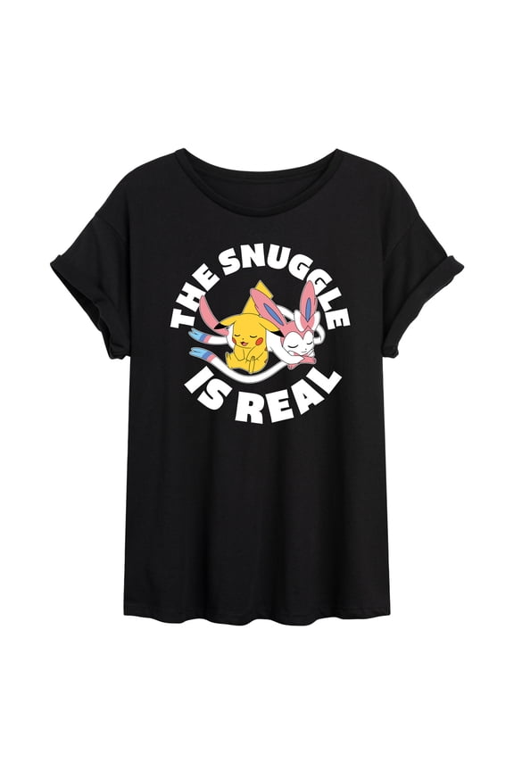 Pokémon - The Snuggle Is Real Pikachu And Sylveon - Juniors Ideal Flowy Muscle T-Shirt