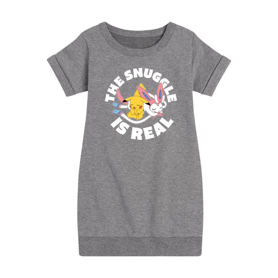 Pokémon - The Snuggle Is Real Pikachu And Sylveon - Toddler & Youth Girls Fleece Dress