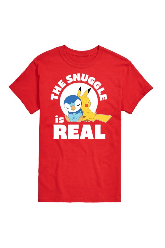 Pokémon - The Snuggle Is Real Pikachu and Piplup - Men's Short Sleeve Graphic T-Shirt