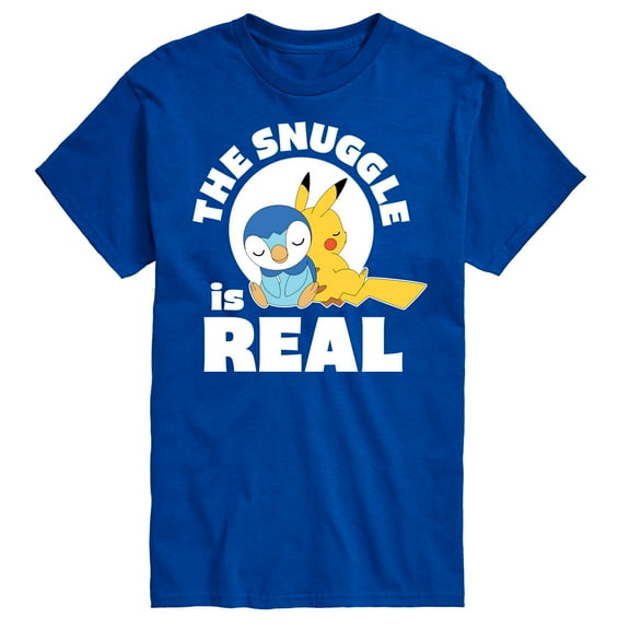 Pokémon - The Snuggle Is Real Pikachu and Piplup  - Men's Short Sleeve Graphic T-Shirt
