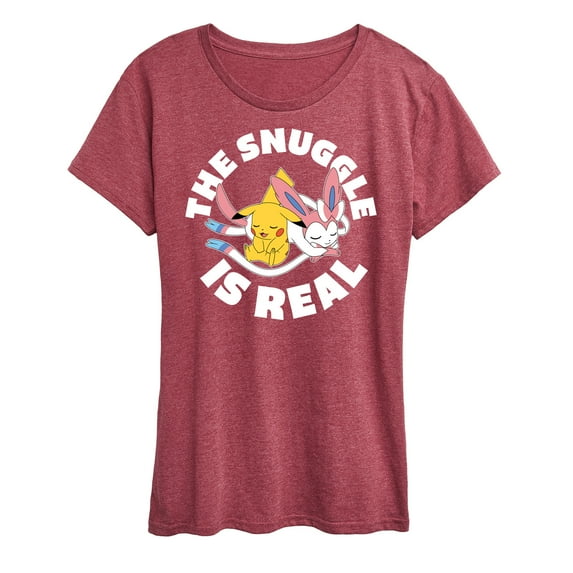Pokémon - The Snuggle Is Real Pikachu and Sylveon - Women's Short Sleeve Graphic T-Shirt