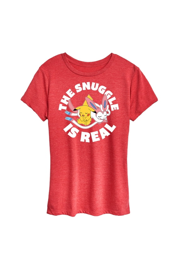 Pokémon - The Snuggle Is Real Pikachu and Sylveon - Women's Short Sleeve Graphic T-Shirt