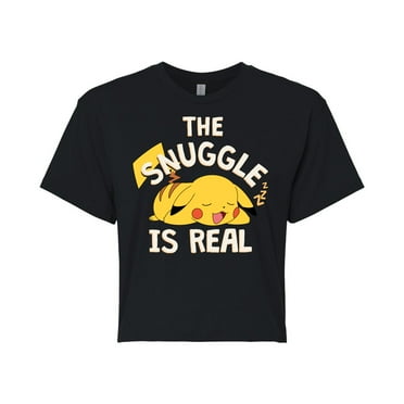 Pokémon - The Snuggle Pikachu - Juniors Cropped Cotton Blend T-Shirt