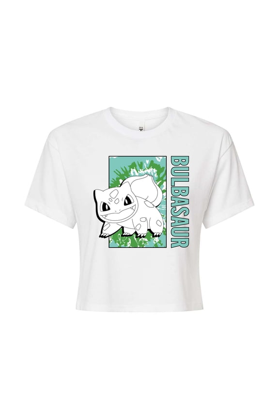 Pokémon - Tie Dye Bulbasaur - Juniors Cropped Cotton Blend T-Shirt