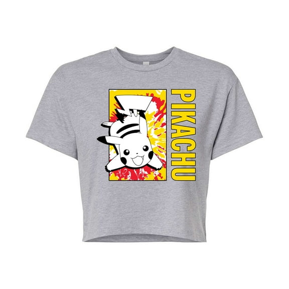 Pokémon - Tie Dye Pikachu - Juniors Cropped Cotton Blend T-Shirt