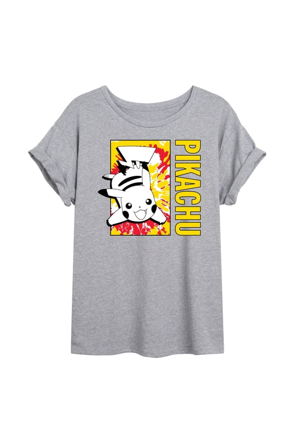Pokémon - Tie Dye Pikachu - Juniors Ideal Flowy Muscle T-Shirt