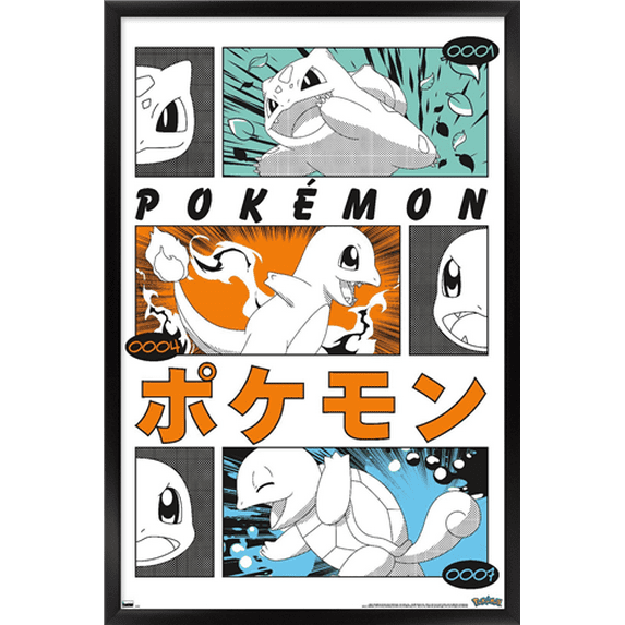 Pokémon - Trio Anime Wall Poster, 22.375" x 34" Framed