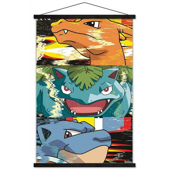 Pokémon - Trio Distortion Wall Poster with Magnetic Frame, 22.375" x 34"