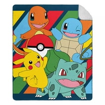 Pokémon Type Awesome Kids Cloud Throw Blanket with Sherpa Back, 50 x 60 inches Red and Blue