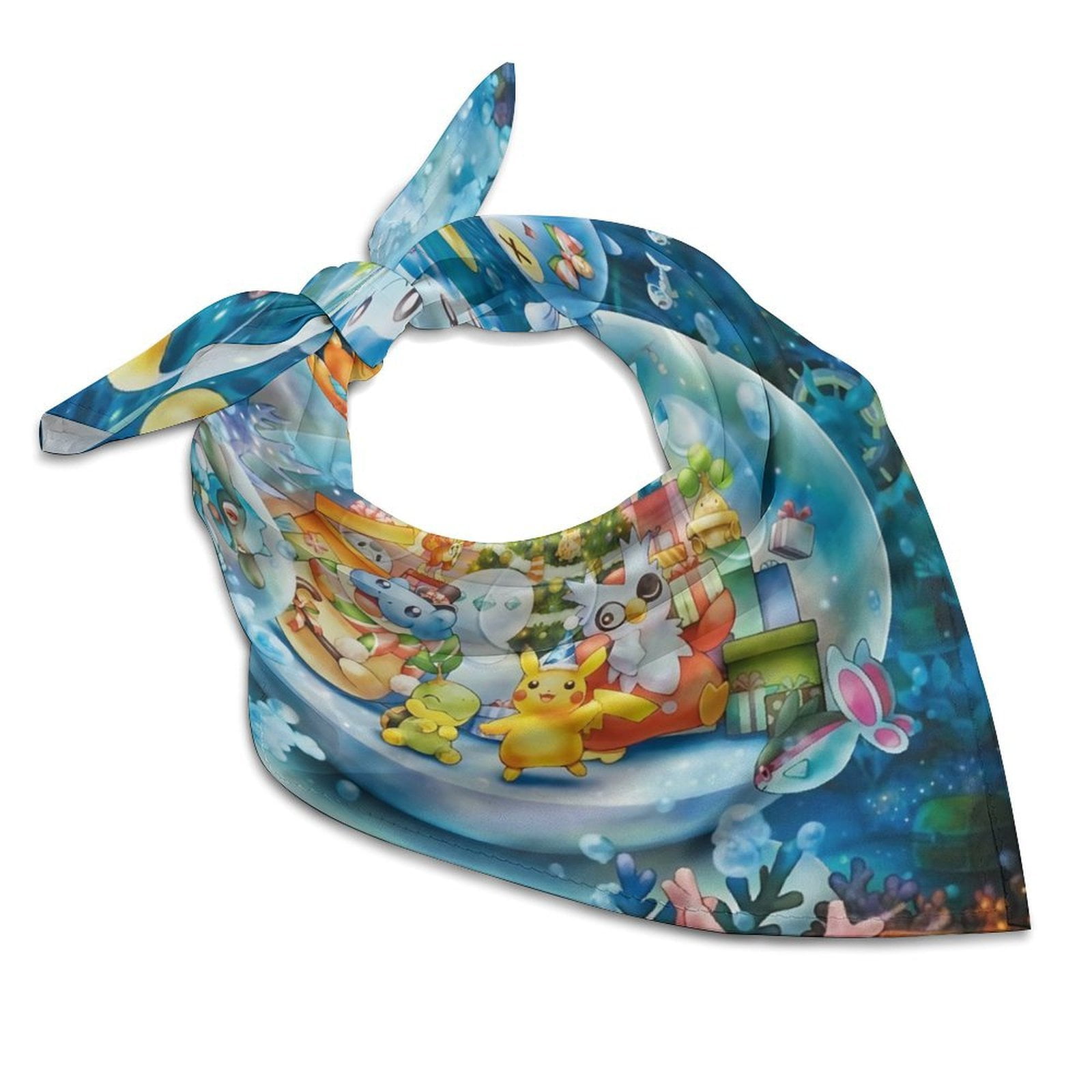 Pokémon Underwater World Square Satin Head Scarf Hair Scarves Silk-like ...