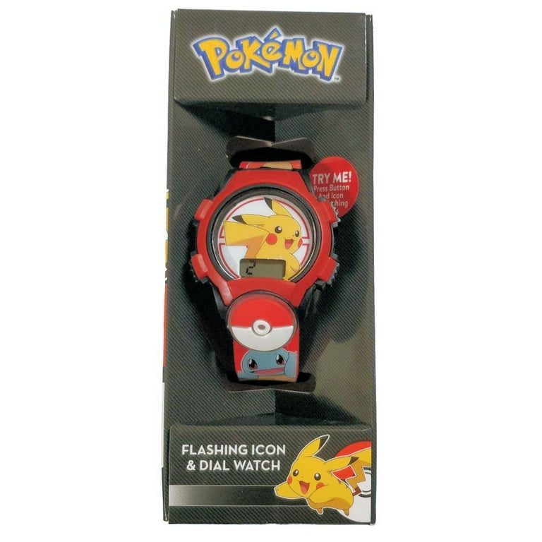 Pokemon Flashing Icon and Dial LCD Watch Red Pikachu