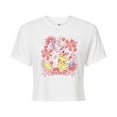 thumbnail image 1 of Pokémon - Valentine Florals Pikachu Sylveon - Juniors Cropped Graphic T-Shirt, 1 of 4