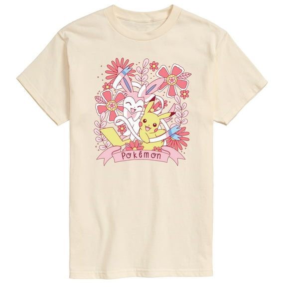 Pokémon - Valentine Florals Pikachu Sylveon - Men's Short Sleeve Graphic T-Shirt