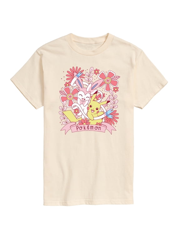 Pokémon - Valentine Florals Pikachu Sylveon Men's Short Sleeve Graphic T-Shirt