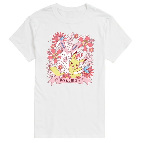 Pokémon - Valentine Florals Pikachu Sylveon - Men's Short Sleeve Graphic T-Shirt
