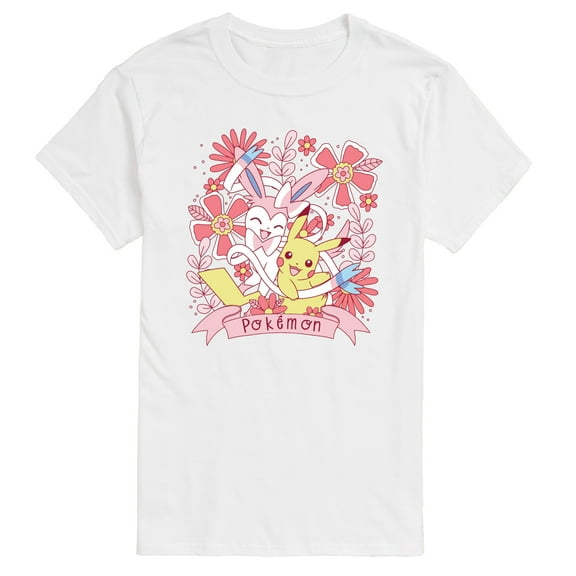 Pokémon - Valentine Florals Pikachu Sylveon - Men's Short Sleeve Graphic T-Shirt