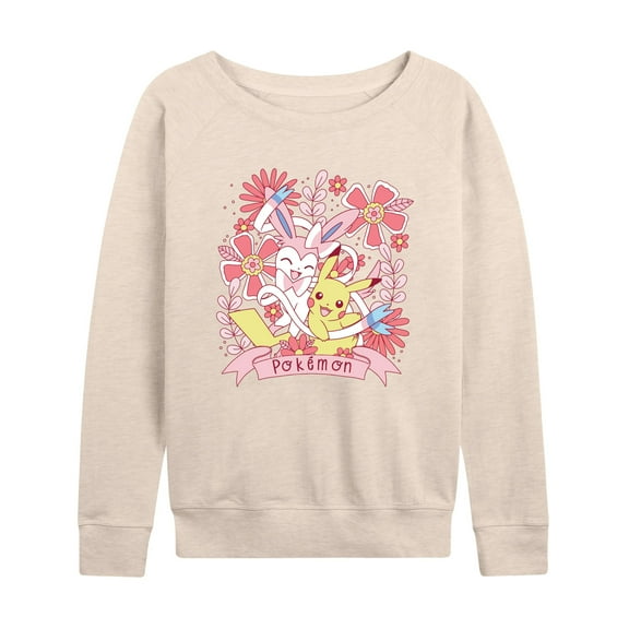 Pokémon - Valentine Florals Pikachu Sylveon - Women's French Terry Long Sleeve Shirt