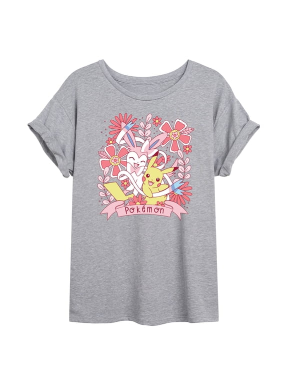 Pokémon - Valentine Florals Pikachu Sylveon Women's Relaxed Fit T-Shirt