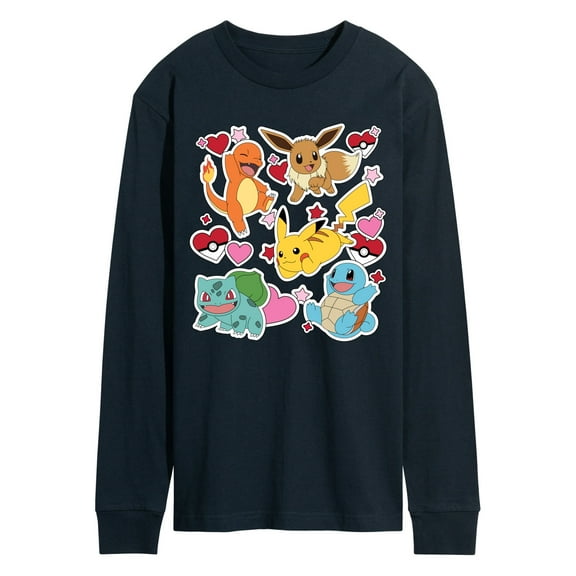 Pokémon - Valentine's Day Heart Sticker - Men's Long Sleeve Graphic T-Shirt
