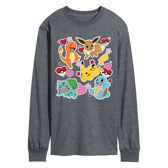 Pokémon - Valentine's Day Heart Sticker - Men's Long Sleeve Graphic T-Shirt