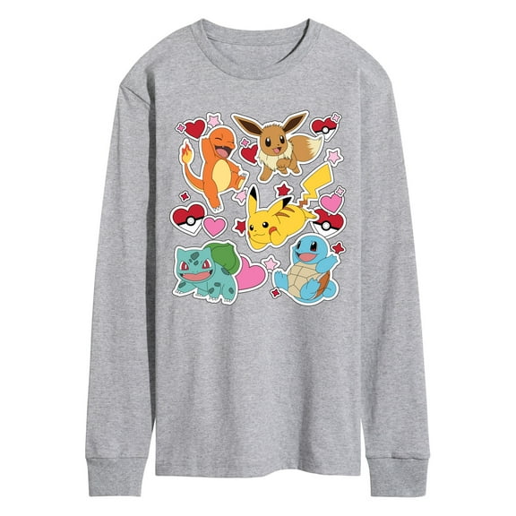 Pokémon - Valentine's Day Heart Sticker - Men's Long Sleeve Graphic T-Shirt