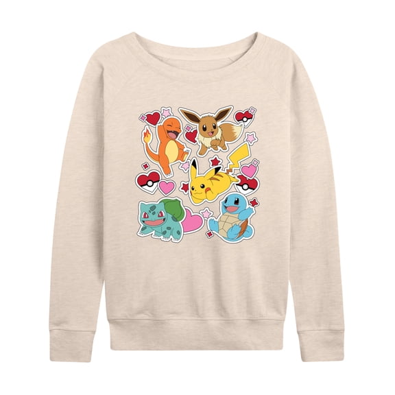 Pokémon - Valentine's Day Heart Sticker - Women's French Terry Long Sleeve Shirt